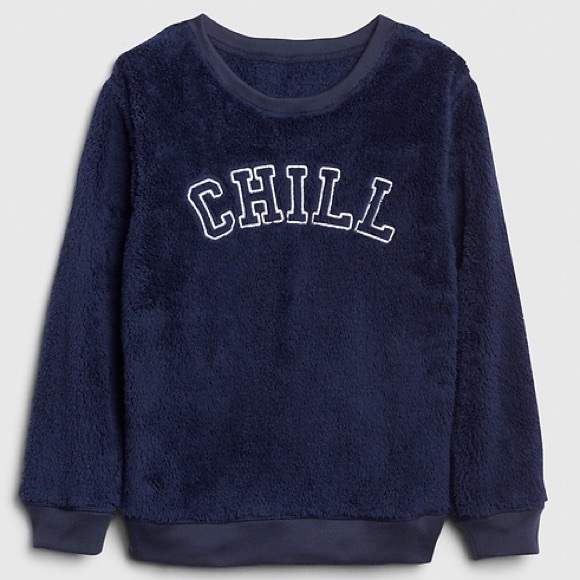 Gap Sleep Chill Fuzzy PJ Crewneck, Size 12 - Picture 1 of 5